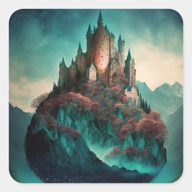 Magical Fantasy Castle Square Sticker (Front)