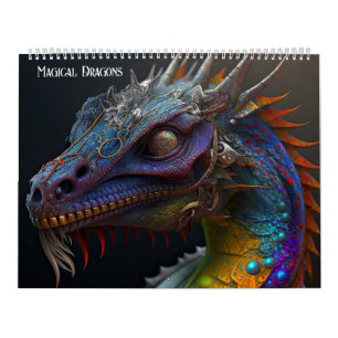 Magical fantasy dragons - AI generated art Calendar