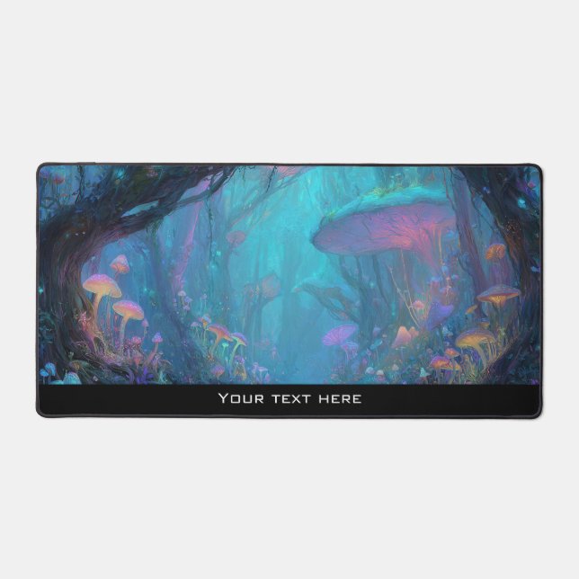 Magical Fantasy Enchanted Mushroom Forest Woodland Desk Mat (Front)