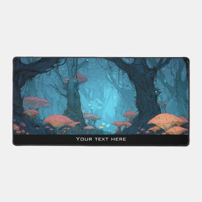 Magical Fantasy Enchanted Mushroom Forest Woodland Desk Mat (Front)