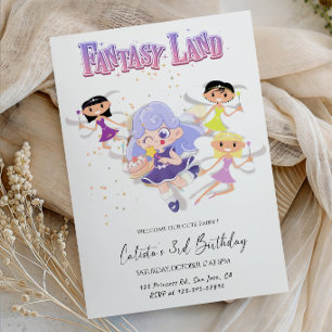 Magical Fantasy Land Little Girl Birthday Party Invitation