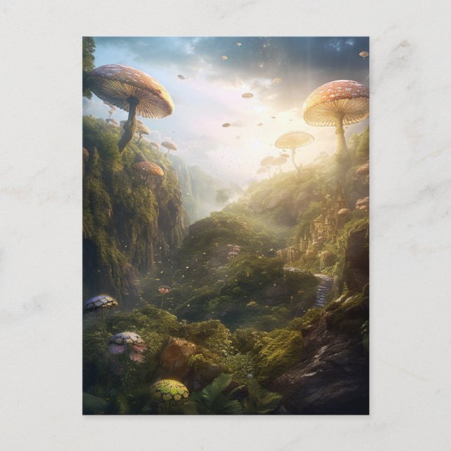 Magical Fantasy Mushroom Landscape Postcard (Front)