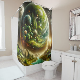 Magical Fantasy Planet With Celestial Nature Shower Curtain
