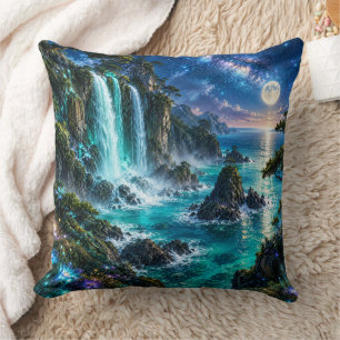 Magical Fantasy Waterfall on Ocean Coast Under Mil Cushion