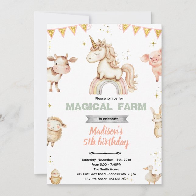 Magical Farm party Invitation (Front)