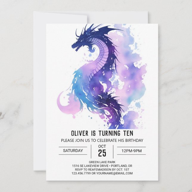 Magical Fierce Dragon Birthday Invitation (Front)