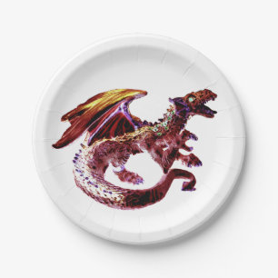 Magical Fire‑Breathing Ruby Red Dragon Paper Plate