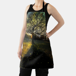 Magical fireflies dreamy landscape apron