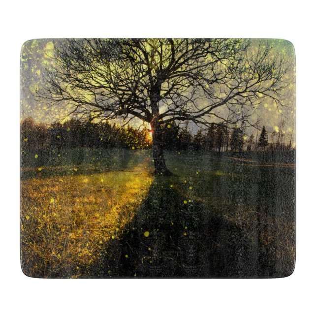 Magical fireflies dreamy landscape cutting board (Front)