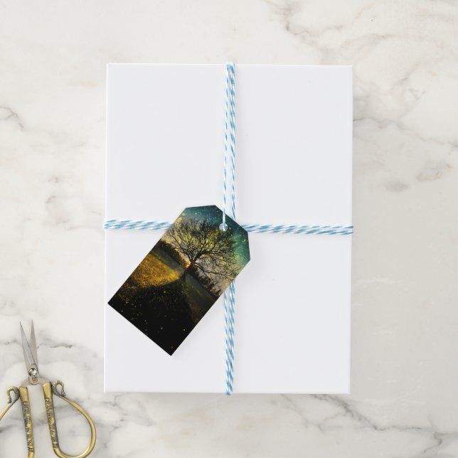 Magical fireflies dreamy landscape gift tags (With Twine)