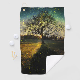 Magical fireflies dreamy landscape golf towel