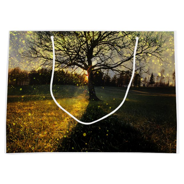 Magical fireflies dreamy landscape large gift bag (Front)