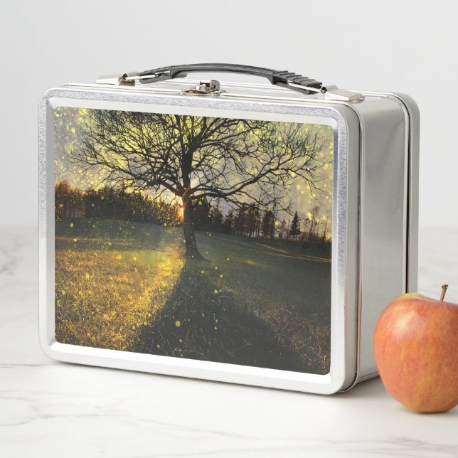 Magical fireflies dreamy landscape metal lunch box (In Situ)