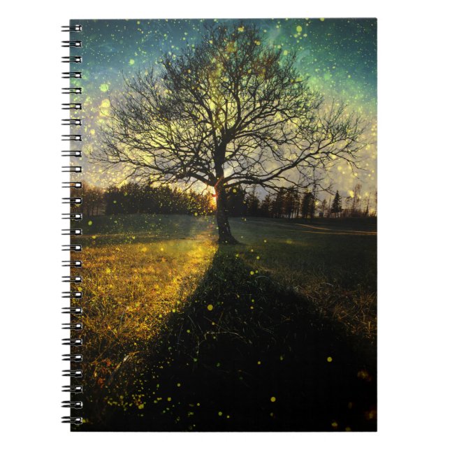 Magical fireflies dreamy landscape notebook (Front)