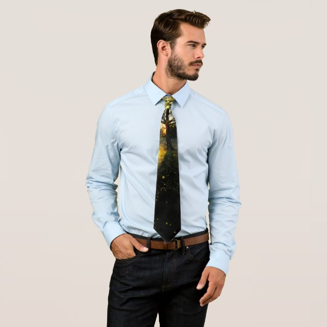 Magical fireflies dreamy landscape tie (In Situ)