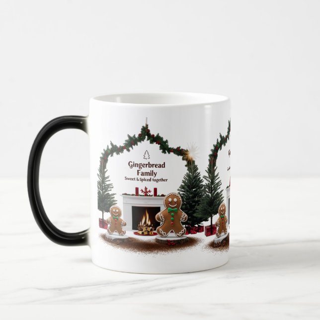 Magical Fireplace Gingerbread Couple Color Morphin Magic Mug (Left)