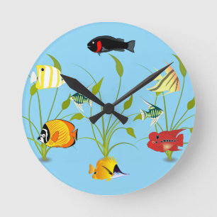 Magical Fish and Plants Ocean Round Clock