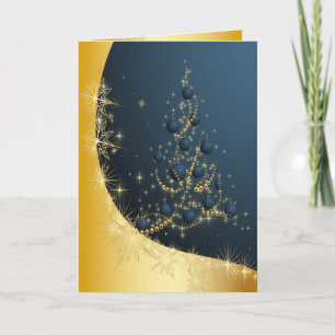 Magical Floating Gold Christmas Tree Holiday Card