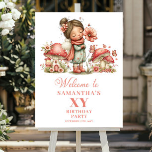 Magical Floral Fairy 5th Birthday Welcome Poster