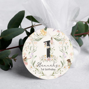 Magical Floral Fairy Birthday Classic Round Sticker