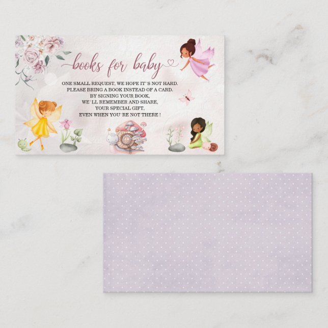 Magical Floral Fairy Princess baby shower books fo Enclosure Card (Front/Back)