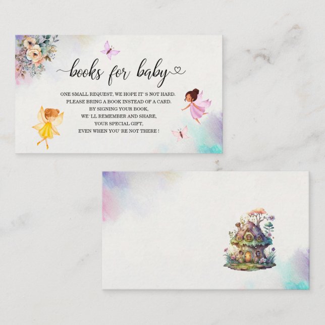 Magical Floral Fairy Princess baby shower books fo Enclosure Card (Front/Back)