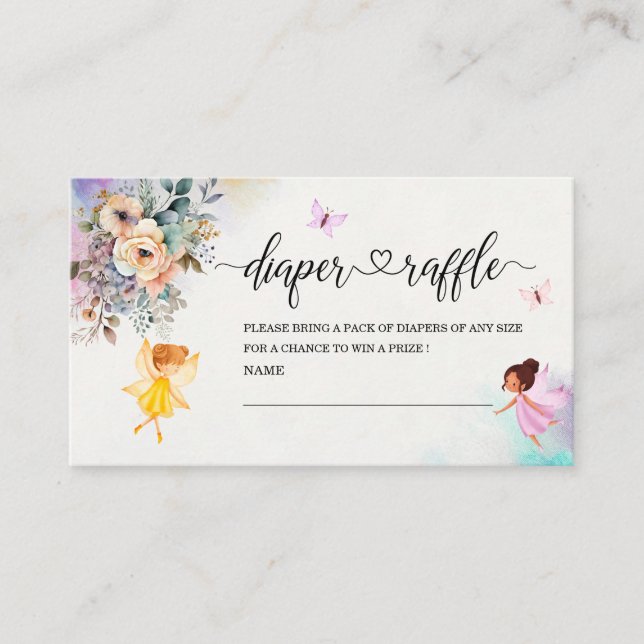 Magical Floral Fairy Princess baby shower diaper r Enclosure Card (Front)