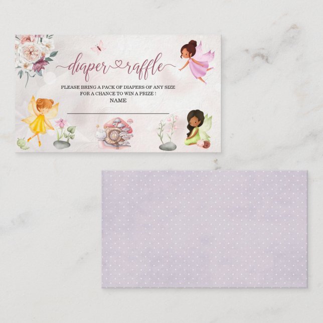 Magical Floral Fairy Princess baby shower diaper r Enclosure Card (Front/Back)