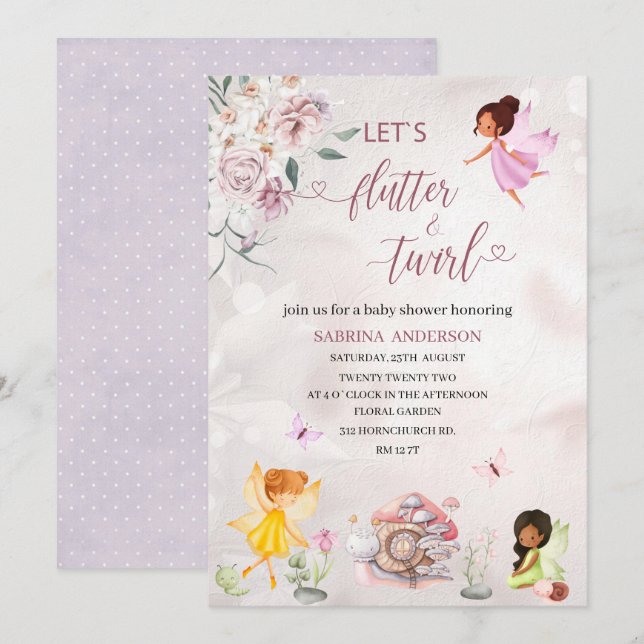 Magical Floral Fairy Princess  baby shower  Invitation (Front/Back)