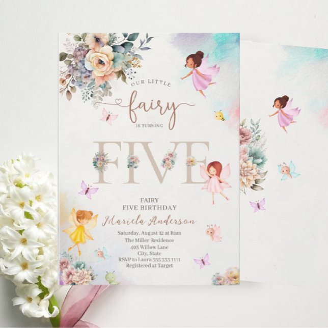 Magical Floral Fairy Princess is turning five  wat Invitation (Creator Uploaded)