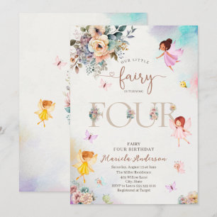 Magical Floral Fairy Princess is turning four  wat Invitation