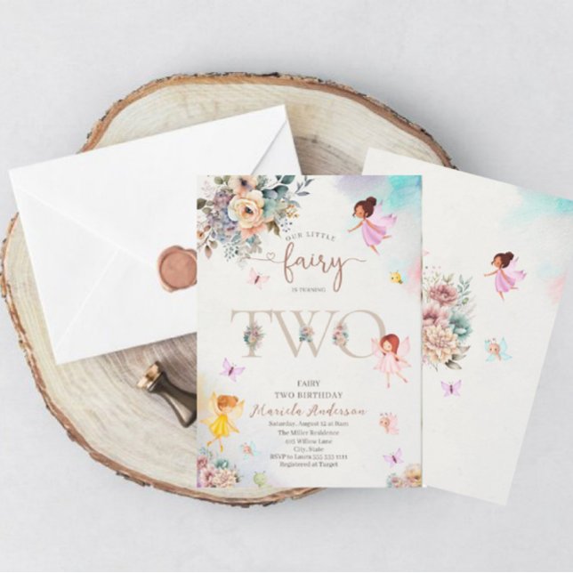Magical Floral Fairy Princess is turning two  wate Invitation (Creator Uploaded)