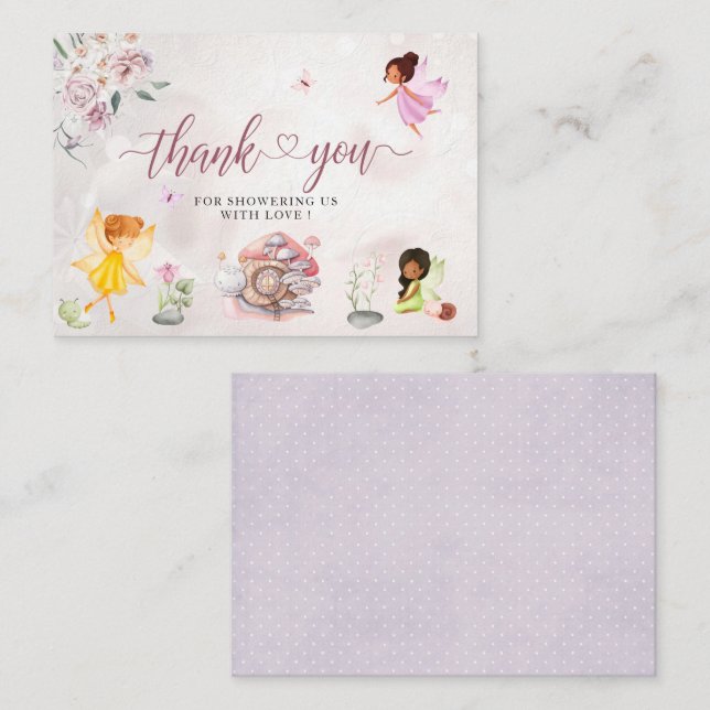 Magical Floral Fairy Princess thank you Card (Front/Back)