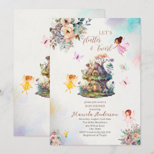 Magical Floral Fairy Princess  watercolor Baby Sho Invitation