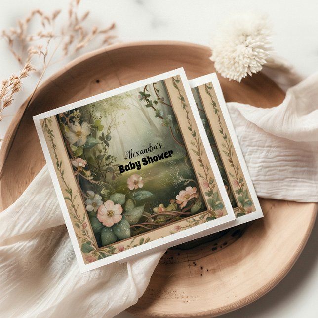Magical Floral Forest Baby Shower Napkin (Creator Uploaded)
