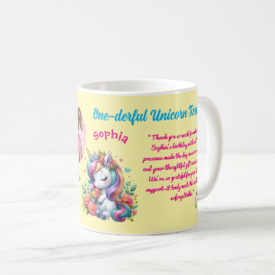 Magical Floral Unicon Kids Birthday Barcode Favour Coffee Mug
