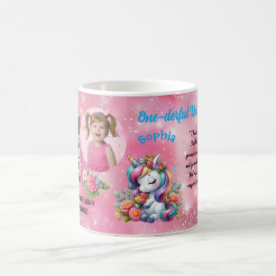 Magical Floral Unicon Kids Birthday Barcode Favour Coffee Mug