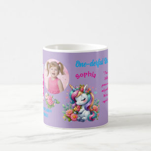 Magical Floral Unicon Kids Birthday Barcode Favour Coffee Mug
