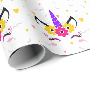 Magical Floral Unicorn Wrapping Paper