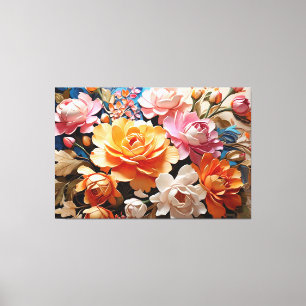 Magical Flowers AI Art Painting Beauty Canvas Print