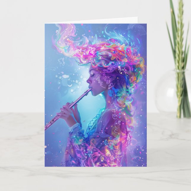 *~* Magical Flute Woman Spiritual SC4 Blank Thank You Card (Front)