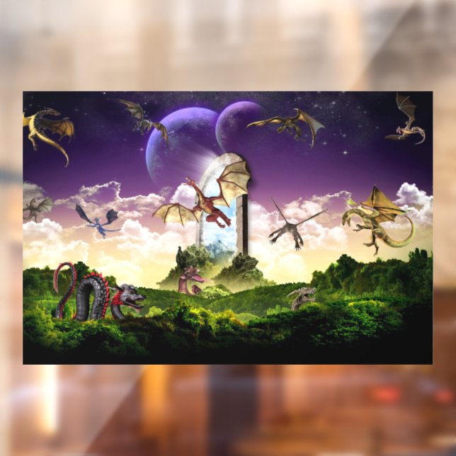 Magical Flying Dragons Window Cling (Sheet 2)