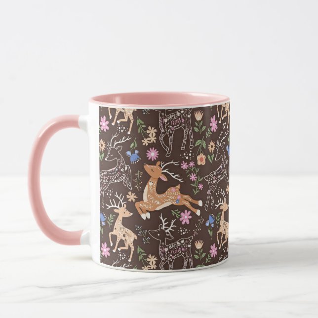 Magical Folk Art Deer in a Woodland Forest Mug (Left)