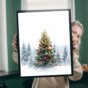 Magical Forest Christmas Tree Poster