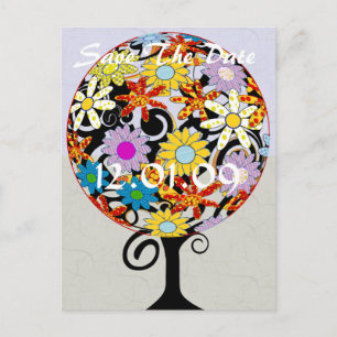 Magical Forest Circle of Love Flower Tree Wedding Announcement Postcard