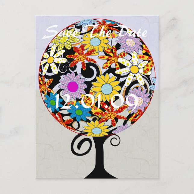 Magical Forest Circle of Love Flower Tree Wedding Announcement Postcard (Front)