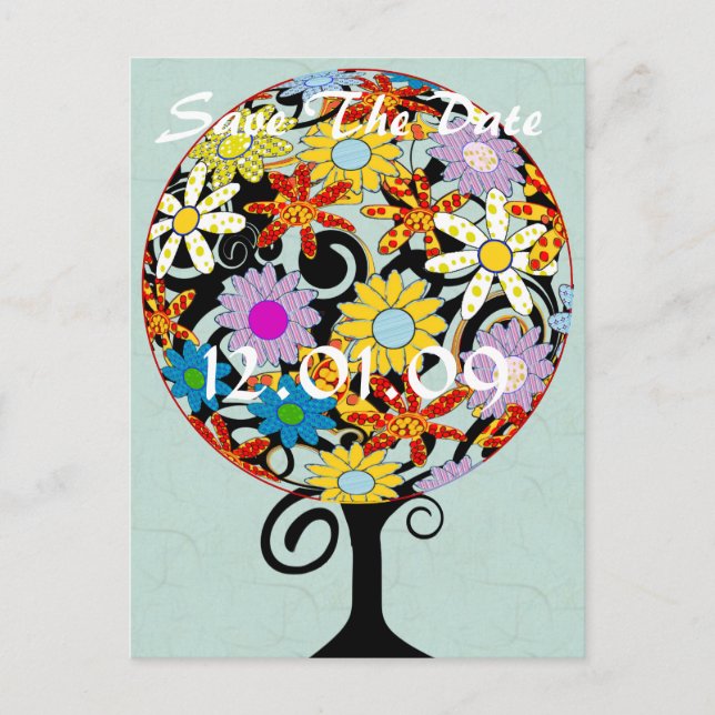 Magical Forest Circle of Love Flower Tree Wedding Announcement Postcard (Front)
