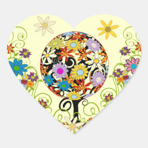 Magical Forest Circle of Love Flower Tree Wedding Heart Sticker