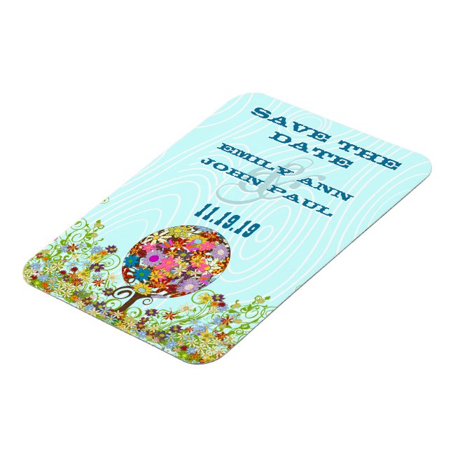 Magical Forest Circle of Love Flower Tree Wedding Magnet (Left Side)