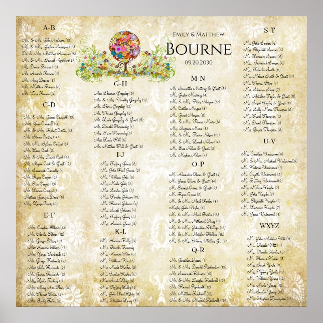 Magical Forest Circle of Love Flower Tree Wedding Poster (Front)